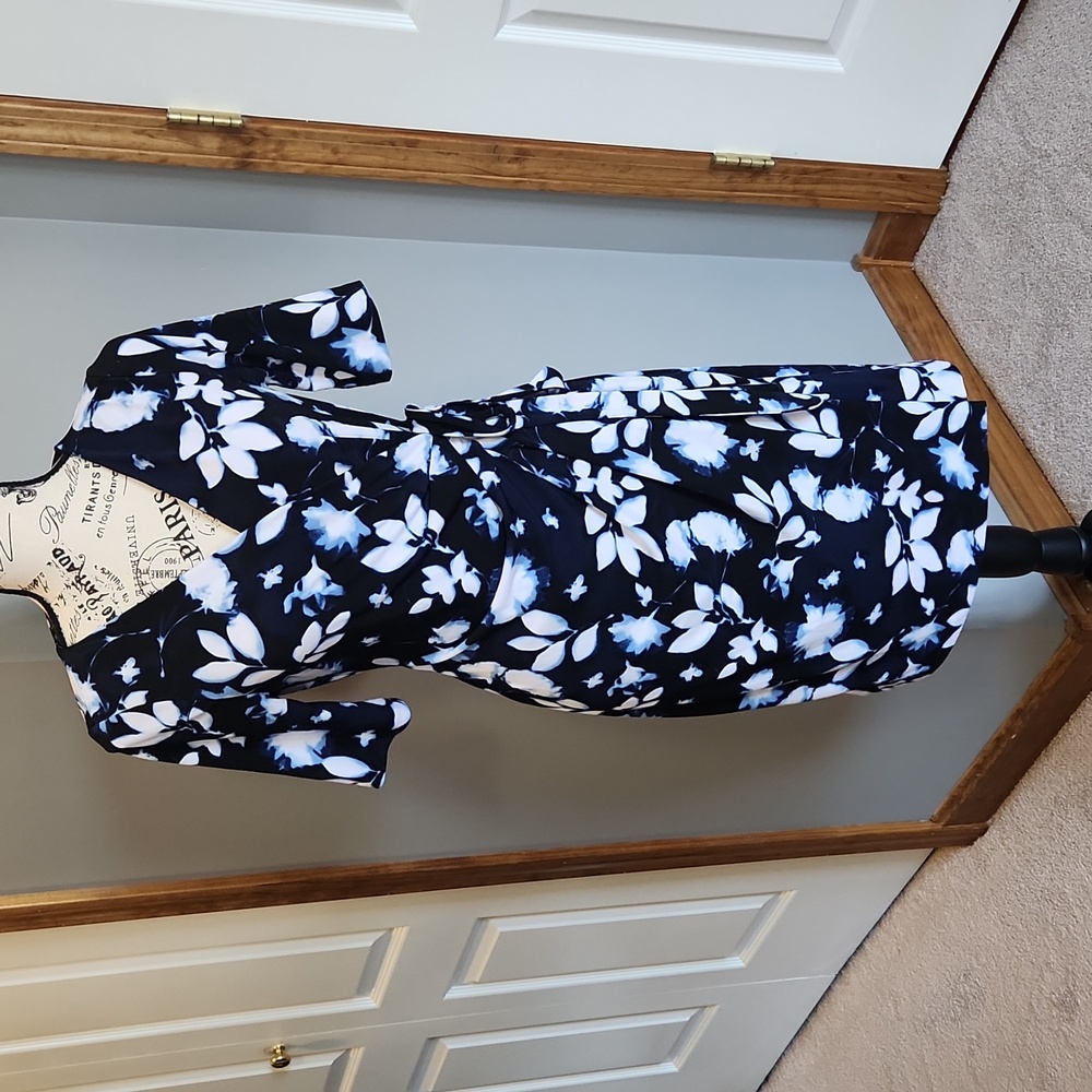 Motherhood Maternity Blue Floral Wrap Dress, Small
